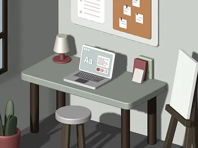 Spline room 3d illustration isometry room spline