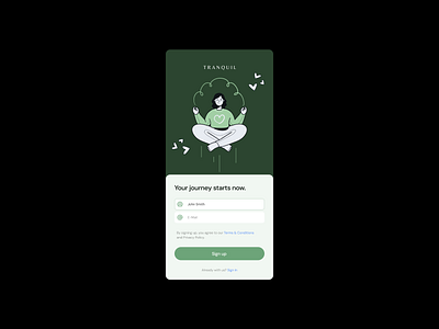 Sign Up - Tranquil app branding design graphic design illustration meditation typography ui yoga