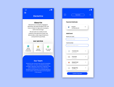 Mobile design about us page & payment method page about us android mobile design payment method ui