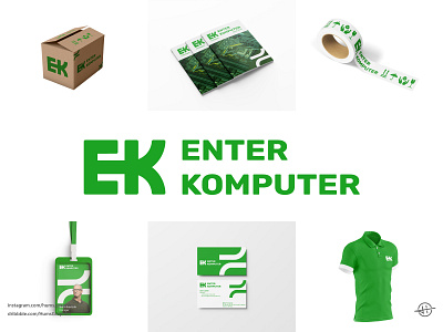 ENTER KOMPUTER box branding business card catalogue company identity computer corporate identity design letter e letter k logo logo copany modern name card prcessor simple supergraphic tape tech visual identity
