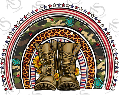 Soldier Boots Camouflage Rainbow Png Sublimation 3d animation app branding design graphic design illustration logo ui vector