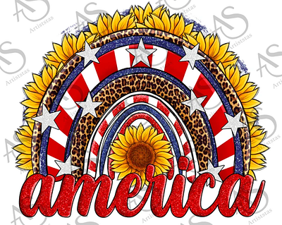 American Flag Sunflowers Rainbow Png Sublimation 3d animation app branding design graphic design illustration logo ui vector