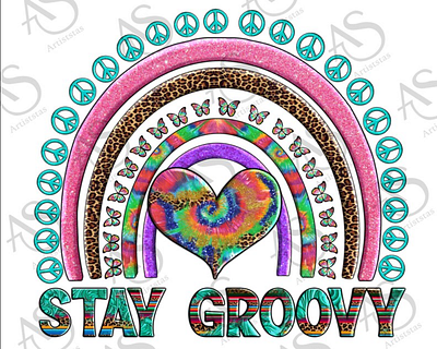 Stay Groovy with Tie Dye Heart Rainbow Png 3d animation app branding design graphic design illustration