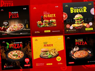 Fast Food Social Media Post Design ads banner burger delicious food facebook facebook post fast food food food ads food banner food delivery graphic design healthy food instagram instagram post pizza post poster design resturant social media