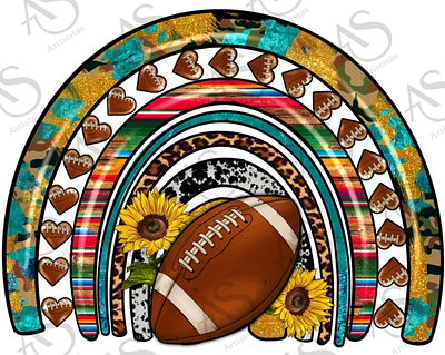 Western Football Rainbow Png Sublimation 3d animation app branding design graphic design illustration