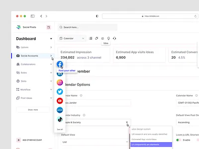 Social Post Account Dashboard admin panel branding collaboration facebook facebook social post indianapolis innovatemap instagram marketing publish social dashboard social media social media app social media dasboard concept social media dashboard social networking social post template twitter userinterface