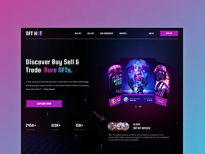 NFT Website Header design bitcoin blockchain crypto currency crypto wallet ethereum futureswap interface modern nft nft marketplace nft token nftlanding uidesign uiux uiuxdesign web 3.0 web3 web3 web webheader website
