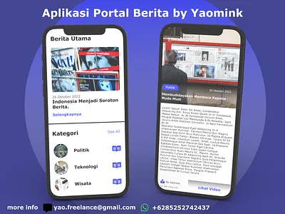 Minimal News UI Yaomink - BeritaKita berita blog flutter magazine mobile news pwa ui webapp