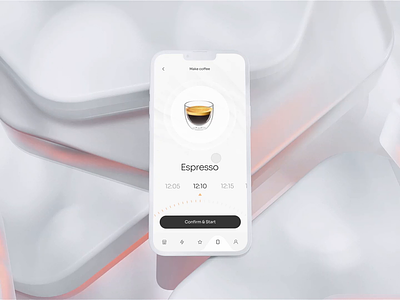 Espresso maker UI 3d add animation app beans c4d cgi coffee espresso glass liquid loader process profile ready type ui water