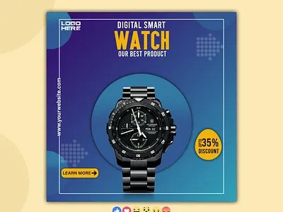 Digital Watch social media banner design template ad advertiging branding design digital facebook ad facebook post flyer graphic design instagram ad instagram post shot social media ad banner social media banner social media post design stories template ui watch web banner