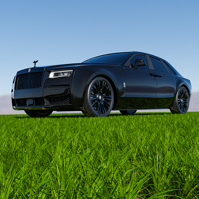 Hello Ghost 3d car cars design graphic design grass illustration logo modeling render rims rollsroyce sky