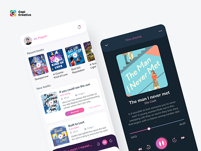 Audio Book - Mobile App UI Concept app audio book book app books capi creative design ebook mobile mobile app ui