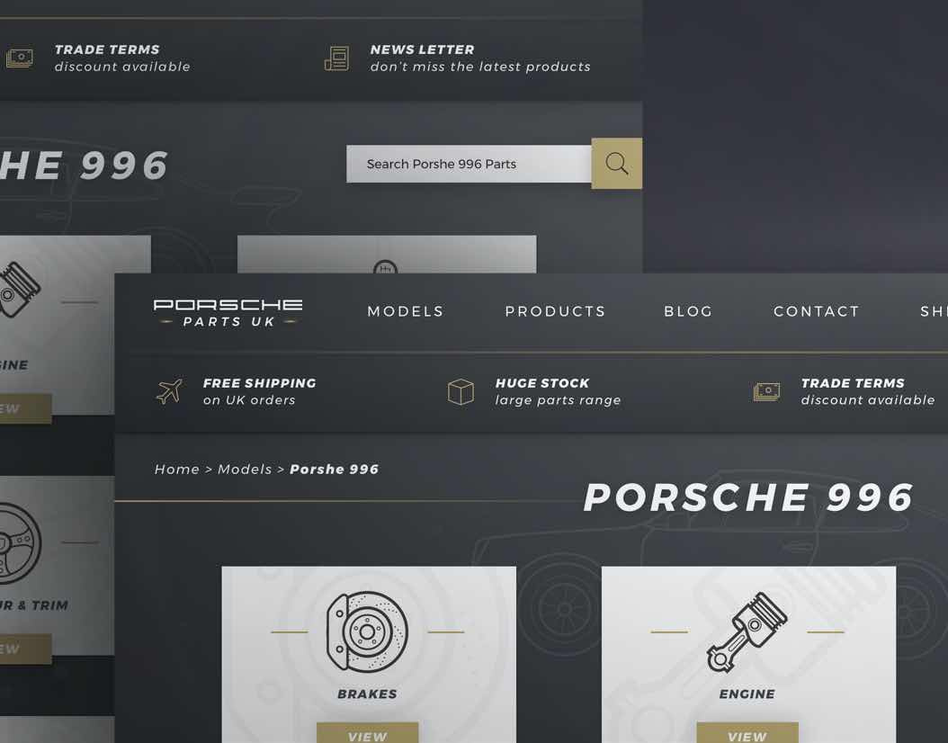 Example of Porsche Parts - Ecommerce UI Concept