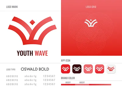 Youth Wave Grid Logo Design branding design golden ratio logo graphic design grid logo illustration illustrator logo logo design modern stylish ui ux vector wave logo youth logo youth wave logo yw letter logo yw logo