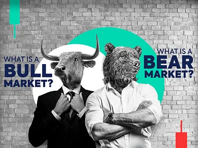 Financial market baner bear market branding bull market design concept financial concept graphic design photomontage trading