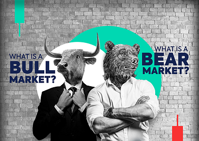 Financial market baner bear market branding bull market design concept financial concept graphic design photomontage trading