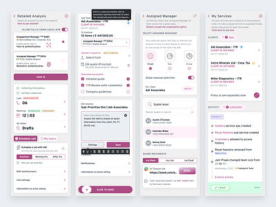 Detailed Analysis Components [EM View] account client company components corporate design income integration mobile sign slack tax ui ux vector