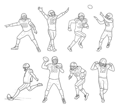 Green Bay Packers X Jonathan Allardyce black and white colouring book line people sports