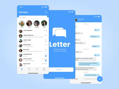Letter - Messenger App app chat chatting clean design graphic design ios message messaging app messenger minimal mobile mobile chat signal telegram ui ux whatsapp