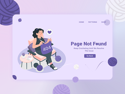 404 | Daily UI 008 404 404 error 404 error page 404page crocchet daily ui daily ui 008 dailyui dailyuichallenge design error message error page gradient illustration monochromatic monochrome ui ux website website ui