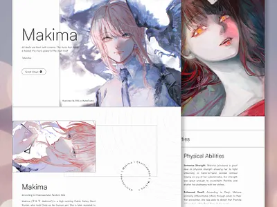 Chainsawman Makima Wiki Landing Page Concept - Personal Project clean cleandesign landingpage minimalistic pink softcolor ui uidesign uiux userexperience userinterface ux uxdesign web webdesign website websitedesign websitedevelopment wikipage