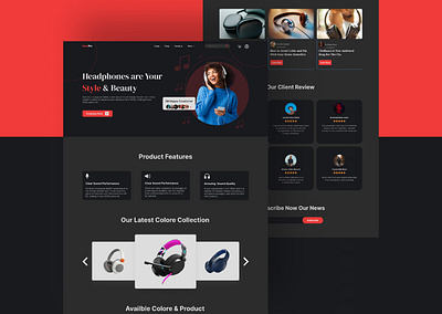 Headphone landing page design graphic design logo ui ux