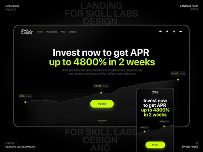 Landing page - Invest GameFi blockchain crypto defi design gamefi invest landing landing page ui ui design ux web3 website