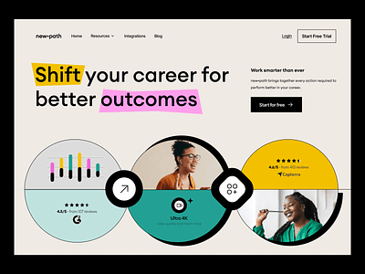 newpath: job career management, saas analytics, product landing agency career page careers clean design hiring hr jobs landing page minimal modern page saas skills startup ui web web page webflow webpage