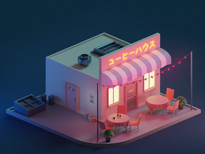 Cozy café 3d 3dart 3dillustration 3dmodeling 3dwork blender cafe design illustration