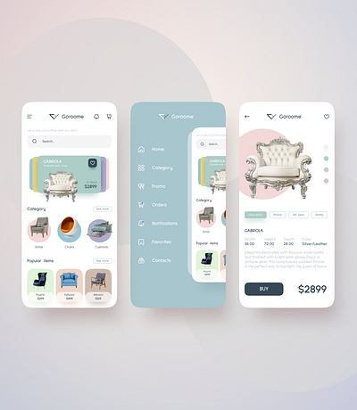 Goroome app application concept design furniture mobile ui ux