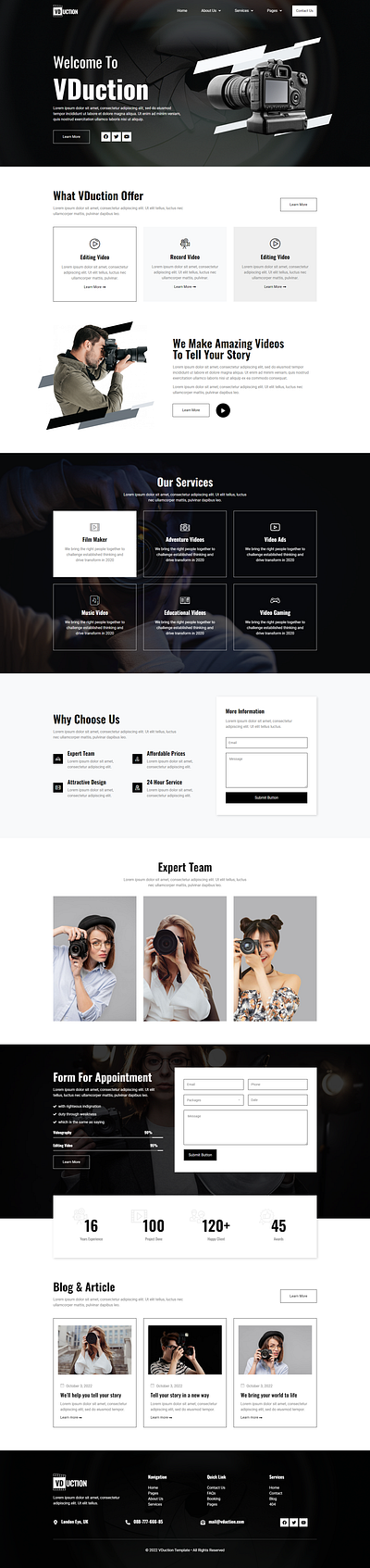 Video Production Website camera elementor elementor pro production responsive design video website website design wordpress wordpress developer