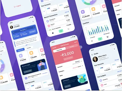 Expense Tracking App bank accounts budget setup expense expense category expense tracker mobile dashobard pie diagram profile recent transactions statistics