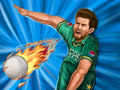 Cricket Gem bowler cricket cricket fans cricket mania design digital 2d digital art hotbowler illustration shaheen afridi wickets