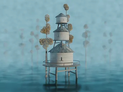 Water Tower 3d art blender enviroment graphic design
