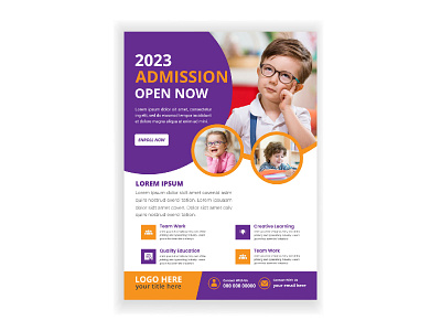 Kids Children's back to school education admission flyer design 2023 admission flyer 2023 flyer admission flyer back to school back to school flyer banner branding design flyer design graphic design illustration kids back to school motion graphics print design school admission school flyer vector