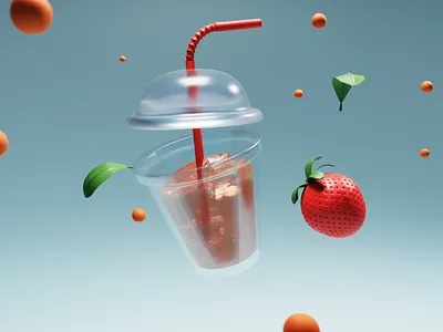 Strawberry Smoothie 3d 3dicons blender3d blendermodeling strawberry