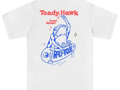 Toady Hawk Pond Skater animal apparel brand clothing clothing brand cute design drawing font frog hawk logo print skater t shirt toad toady tony tshirt type