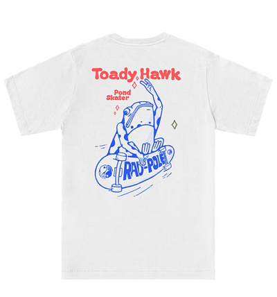 Toady Hawk Pond Skater animal apparel brand clothing clothing brand cute design drawing font frog hawk logo print skater t shirt toad toady tony tshirt type