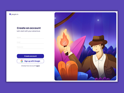 Sign up-Jelajah.in account adventure design flat illustration log in sign up uiux vector web