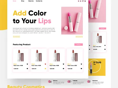 Beauty Cosmetics Website UI Design cosmetic design landing paga ui website
