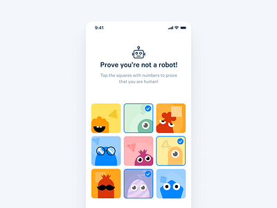Captcha Exploration appinio avatars captcha design exploration illustration not a robot ui ui design ux design