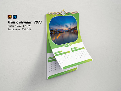 Wall Calendar Design 2023 12 Months 6 Pages 2023 adobe adobe portfolio calendar calendar 2023 calendar design creative design designer graphic graphic design illustrator photoshop print print design wall calendar