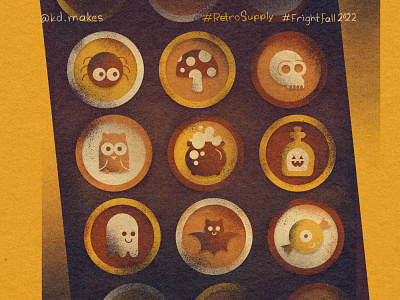 FF2022 | Day 26 - Cauldron - Precise badge bat candy cauldron eye fall fright ghost halloween illustration merit october owl potion retro skull spider spooky supply texture