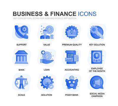 Business Flat Web Icons analysis app banking blue business concept design finance flat gradient icon icons mobile modern pack pictogram set vector web website