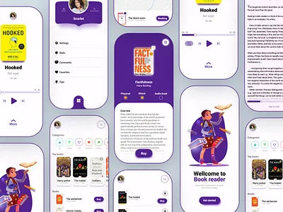 Book reader Ui design application book brand identity branding design figma icon mobile ui ui design uiux user experience user interface ux visual design xd