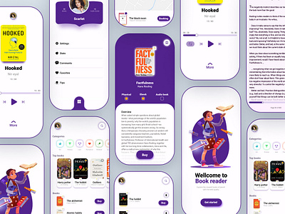 Book reader Ui design application book brand identity branding design figma icon mobile ui ui design uiux user experience user interface ux visual design xd