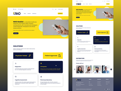 NHD Medial 2022 artistic blue branding clean elegant graphic design health health care home page landing page medical nhd medial prototype ui uiux uiux designer web design website yellow