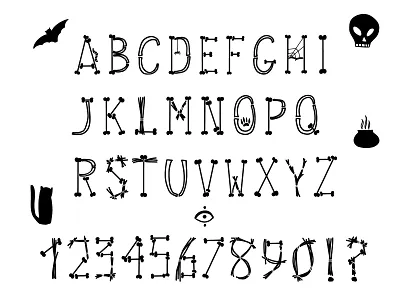 Spooky Halloween alphabet alphabet bone canva design halloween illustration letter number scary skull spooky text witch witchcraft