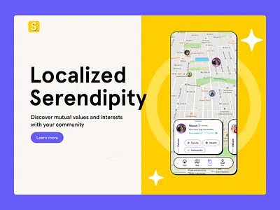 Sonder common ground community design fun landing page localized logo map mobile app mutual interests serendipity sonder ui ui design values