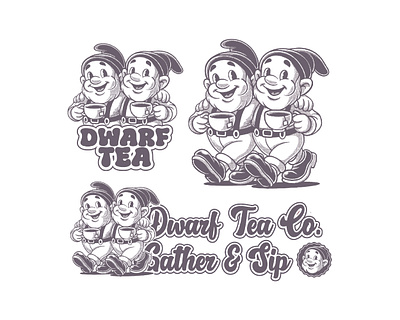 Dwarf Tea art branding cafe character design characterdesign characters cute art cute illustration design dwarf dwarf art dwarf cartoon fairy illustration logo design retro retro dwarf rubeerhose tea vintage